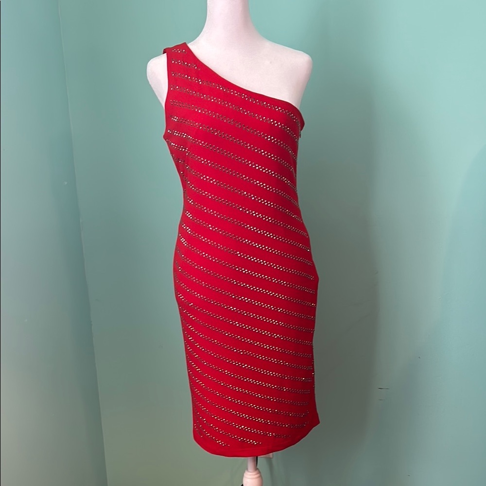 Philosophy Vibrant red one shoulder dress size Large